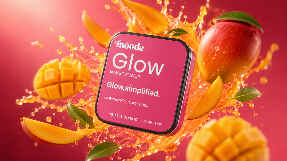 MOODE Glow mango flavor beauty and skin support oral strips
